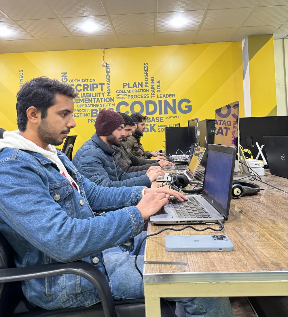 Metaviz AI engineers building AI apps on the office floor