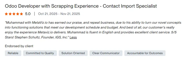 Upwork client review – 5 stars – Web & platforms
