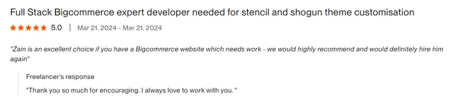Upwork client review – 5 stars – Web & platforms