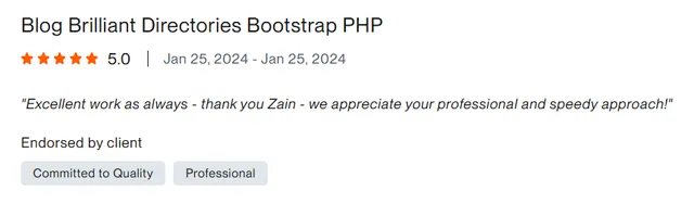 Upwork client review – 5 stars – Web & platforms