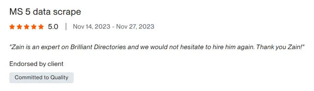 Upwork client review – 5 stars – AI & automation