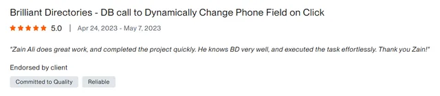 Upwork client review – 5 stars – Web & platforms