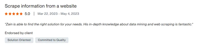 Upwork client review – 5 stars – AI & automation