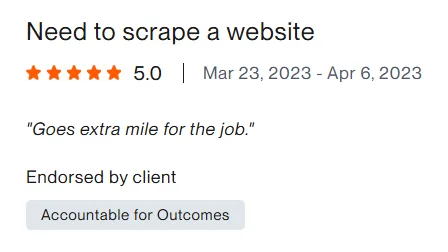Upwork client review – 5 stars – AI & automation