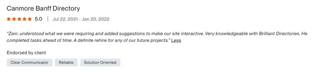 Upwork client review – 5 stars – Web & platforms