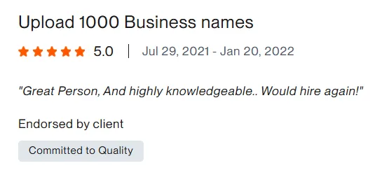 Upwork client review – 5 stars – Web & platforms