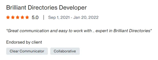 Upwork client review – 5 stars – Web & platforms