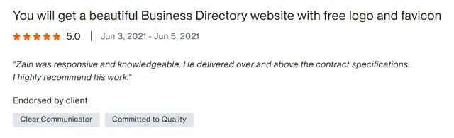 Upwork client review – 5 stars – Web & platforms