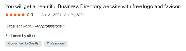 Upwork client review – 5 stars – Web & platforms