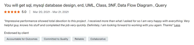 Upwork client review – 5 stars – Web & platforms