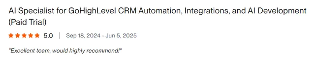 Upwork client review – 5 stars – AI & automation