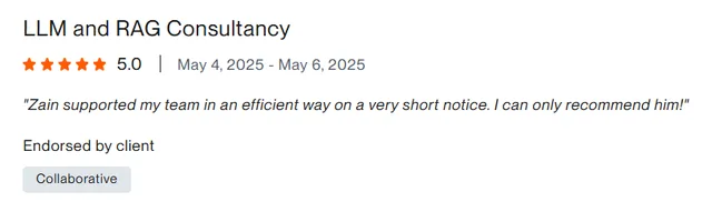 Upwork client review – 5 stars – AI & automation