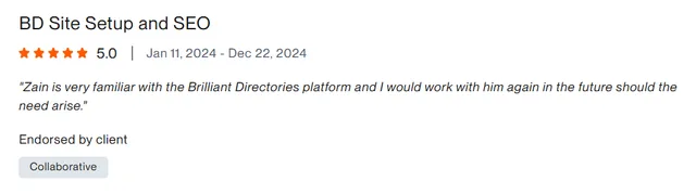Upwork client review – 5 stars – Web & platforms