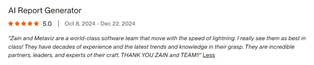 Upwork client review – 5 stars – AI & automation