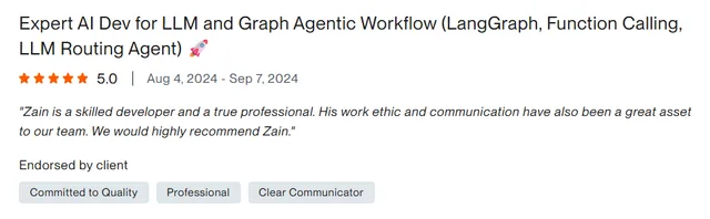 Upwork client review – 5 stars – AI & automation