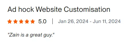 Upwork client review – 5 stars – Web & platforms