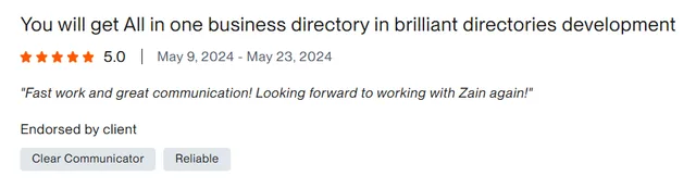 Upwork client review – 5 stars – Web & platforms